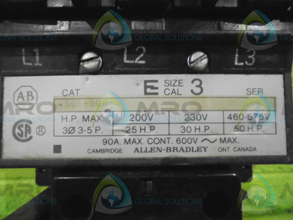 ALLEN BRADLEY 505-D0D SER. B CONTACTOR *USED*