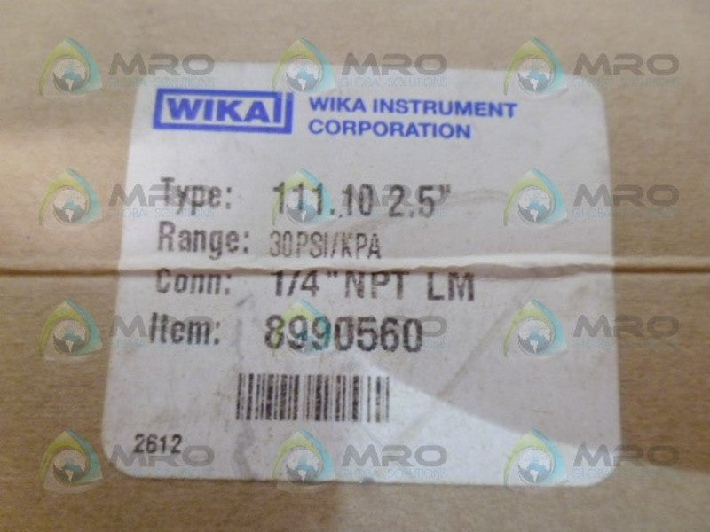 WIKI 8990560 111.10 2.5" PRESSURE GAUGE 30 PSI 1/4" *NEW IN BOX*