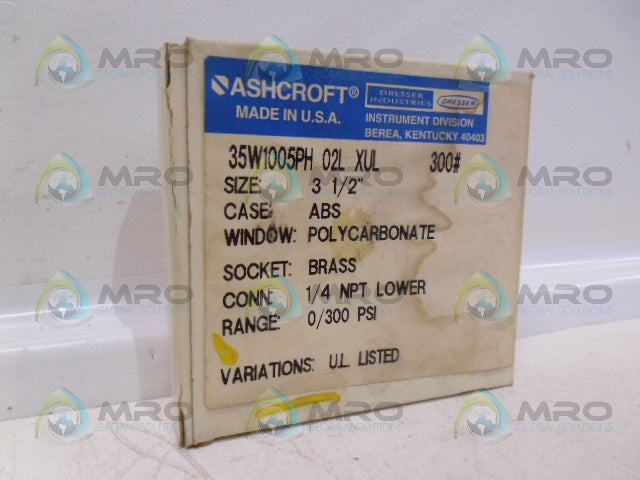 ASHCROFT 35W1005PH02LXUL300# PRESSURE GAUGE *NEW IN BOX*
