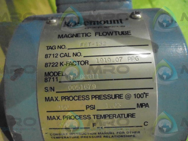 ROSEMOUNT 8722TA03 MAGNETIC FLOW TRANSMITTER w/ ROSEMOUNT 8711RRE020T1 *USED*