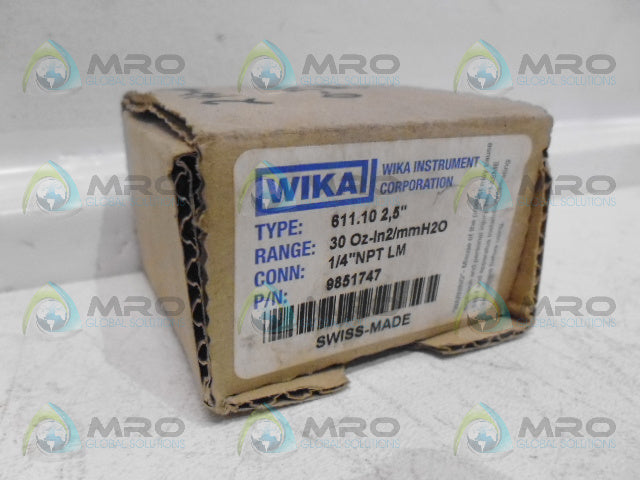 WIKA 9851747 PRESSURE GAUGE *NEW IN BOX*