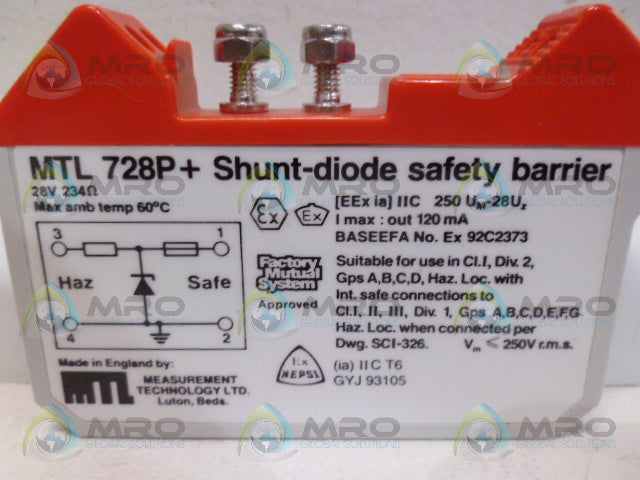 MEASUREMENT TECHNOLOGY MTL728P+ SHUNT DIODE SAFTEY BARRIER *NEW NO BOX*