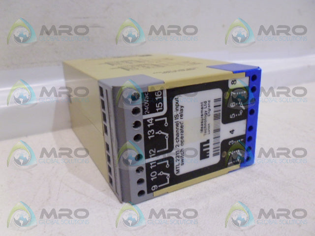 MTL MTL2211 2-CHANNEL IS-INPUT SWITCH OPERATED RELAY *USED*