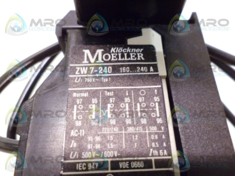 KLOCKNER MOELLER ZW7-240 CURRENT TRANSFORMER THERMAL OVERLOAD RELAY *NEW NO BOX*