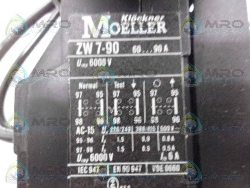 KLOCKNER-MOELLER ZW7-90 CURRENT TRANSFORMER THERMAL OVERLOAD RELAYS *NEW NO BOX*