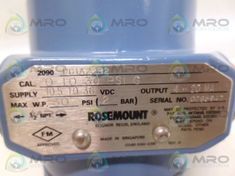ROSEMOUNT 2090PG1A22B2 PRESSURE TRANSMITTER *NEW IN BOX*