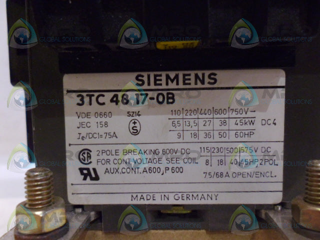SIEMENS 3TC4817-OB CONTACTOR *USED*