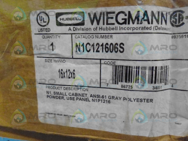WEIGMANN N1C121606S CARBON STEEL ENCLOSURE 16X12X6 *NEW IN BOX*