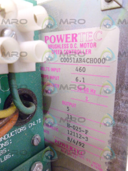 POWER TEC C0015AR4CH000 MOTOR SPEED CONTROL *USED*