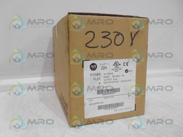 ALLEN BRADLEY 22A-A8P0N104 POWERFLEX 4 AC DRIVE FRN:5.01 *NEW IN BOX*