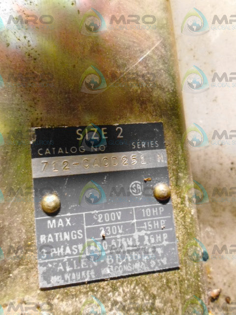 ALLEN BRADLEY 712-CACD251 SER N COMBINATION STARTER (AS PICTURED) *USED*