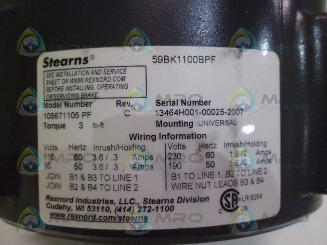 STEARNS 105671105PF BRAKE ASSEMBLY *NEW NO BOX*