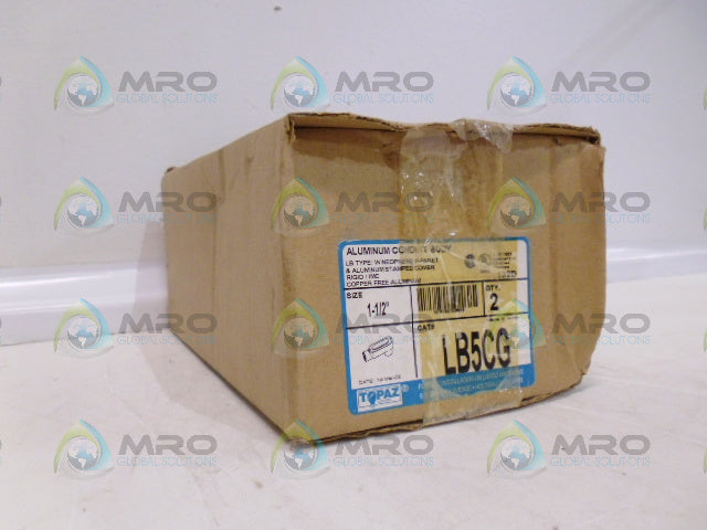 TOPAZ LB5CG ALUMINIUM CONDUIT BODY 1-1/2" (BOX OF 2) *NEW IN BOX*