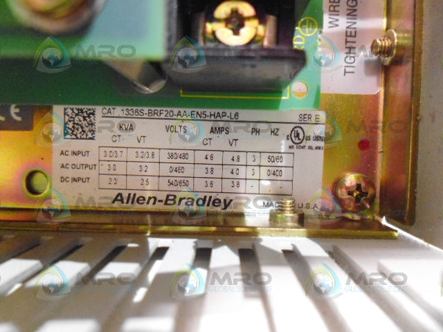 ALLEN BRADLEY 1336S-BRF20-AA-EN5-HAP-L6 SER. E DRIVE *USED*