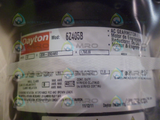 DAYTON 6Z405B INDUSTRIAL GEAR MOTOR 1/2 HP 21.1 RPM *NEW IN BOX*