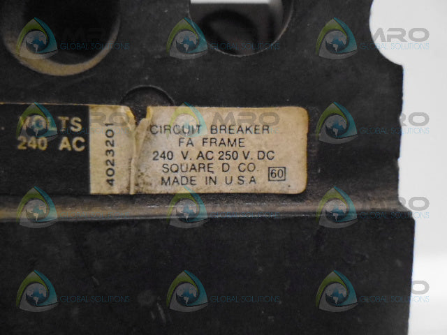 SQUARE D FAL32040 CIRCIUT BREAKER *USED*