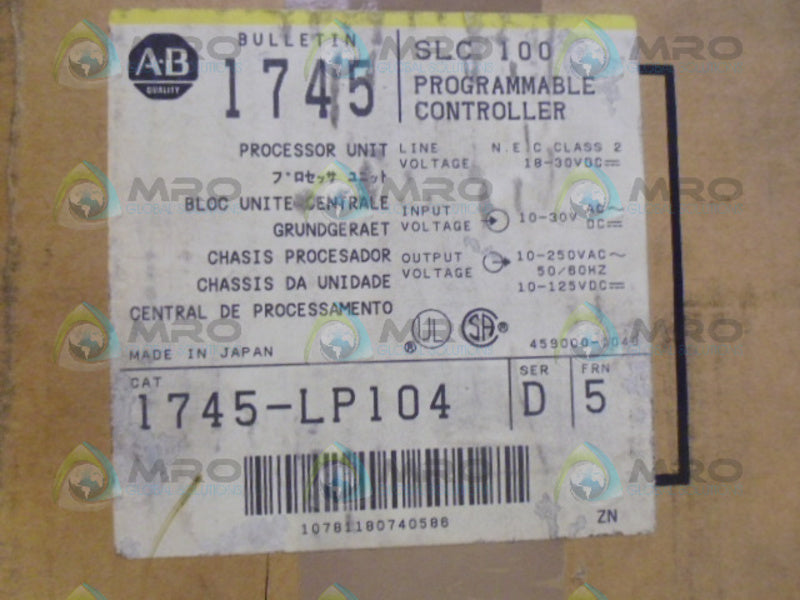 ALLEN BRADLEY SLC 100 1745-LP104 SER. D F/W 5 CONTROLLER *FACTORY SEALED*