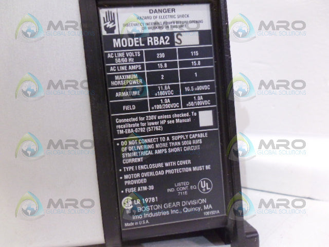 BOSTON GEAR BETA II RBA2S DC MOTOR CONTROLLER *NEW NO BOX*