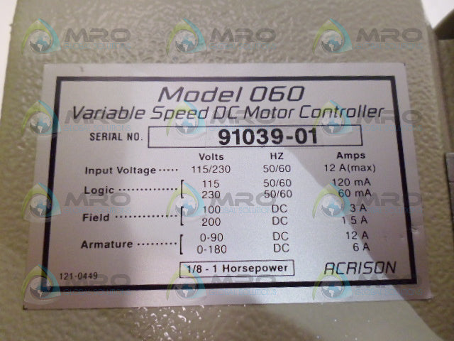 ACRISON MODEL 060 VARIABLE SPEED DC MOTOR CONTROLLER *NEW IN BOX*