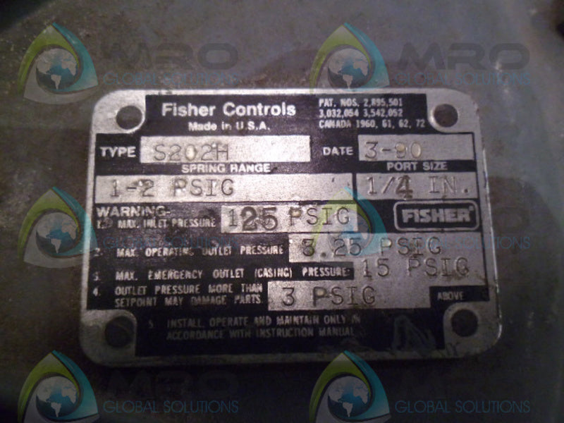 FISHER S202H GAS PRESSURE REGULATOR 1/4" * NEW *