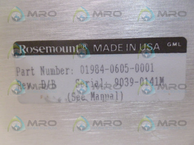 ROSEMOUNT 01984-0605-0001 DC POWER SUPPLY *USED*