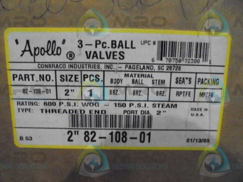 APOLLO 82-108-01 3PC BALL VALVES  *NEW IN BOX*
