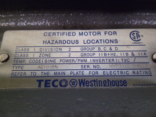 TECO WESTINGHOUSE AEHH8N MOTOR 5 HP 1745 RPM *NEW NO BOX*
