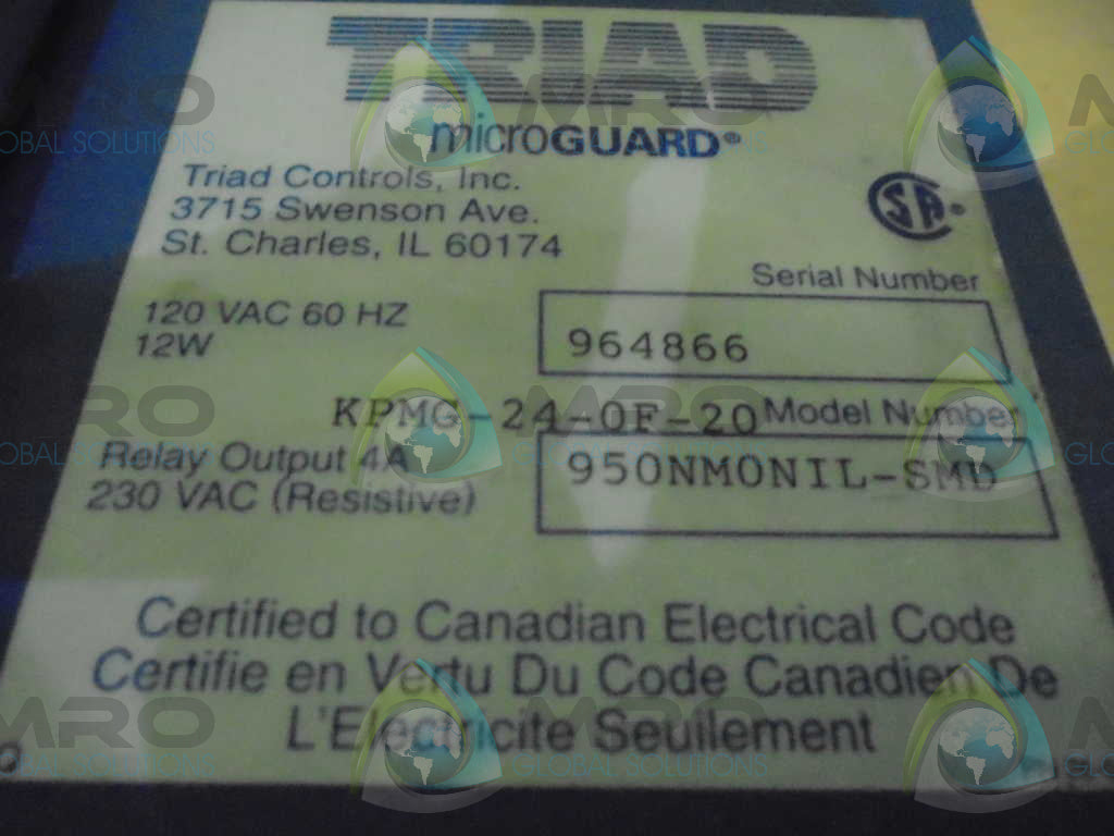 TRIAD CONTROLS 950NM0NIL-SMD MICRO GUARD CONTROLLER *USED*