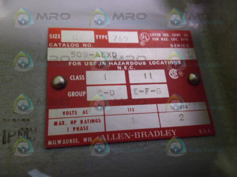 ALLEN BRADLEY 509-AEXD SER C EXPLOSION PROOF ENCLOSED STARTER *NEW NO BOX*