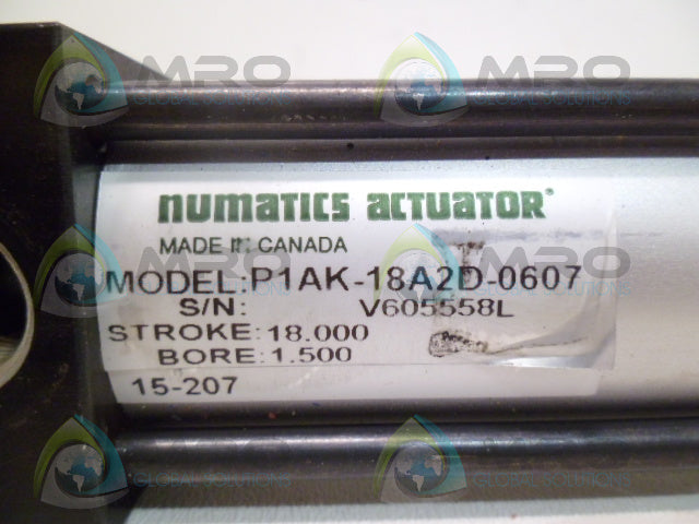 NUMATICS P1AK-18A2D-0607 CYLINDER STROKE: 18.000 BORE: 1.500 *NEW NO BOX*