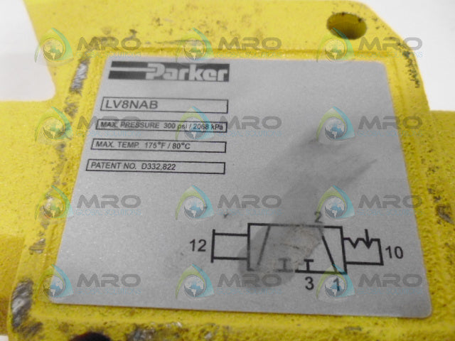 PARKER LV8NAB PNEUMATIC LOCKOUT VALVE *USED*