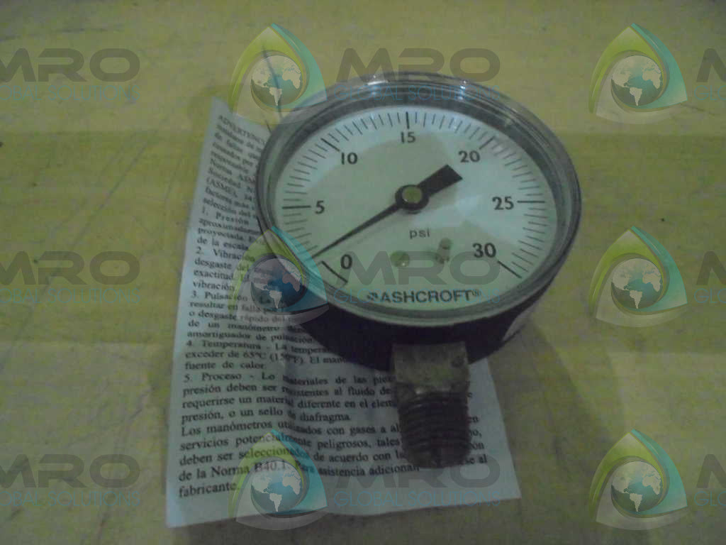 ASHCROFT 25W1005PH02L30# PRESSURE GAUGE 0-30 PSI *NEW IN BOX*