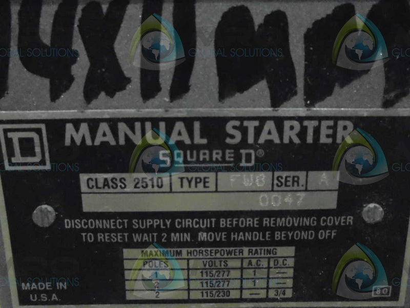 SQUARE D FW8 MANUAL STARTER *USED*