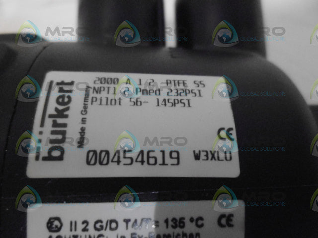BURKERT 00454619 ANGLE SEAT VALVE SS *NEW IN BOX*