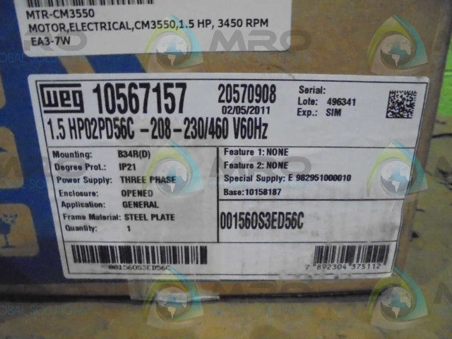 WEG 10567157 MOTOR *NEW IN BOX*