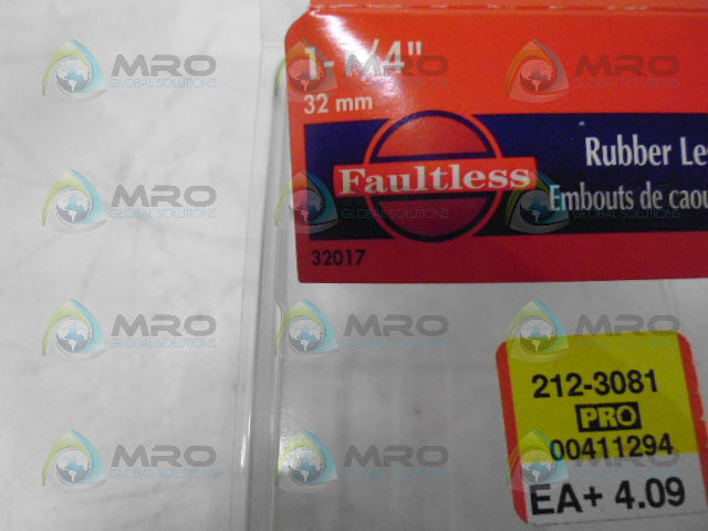 FAULTLESS 32017 RUBBER LEG TIPS BLACK *NEW IN ORIGINAL PACKAGE*