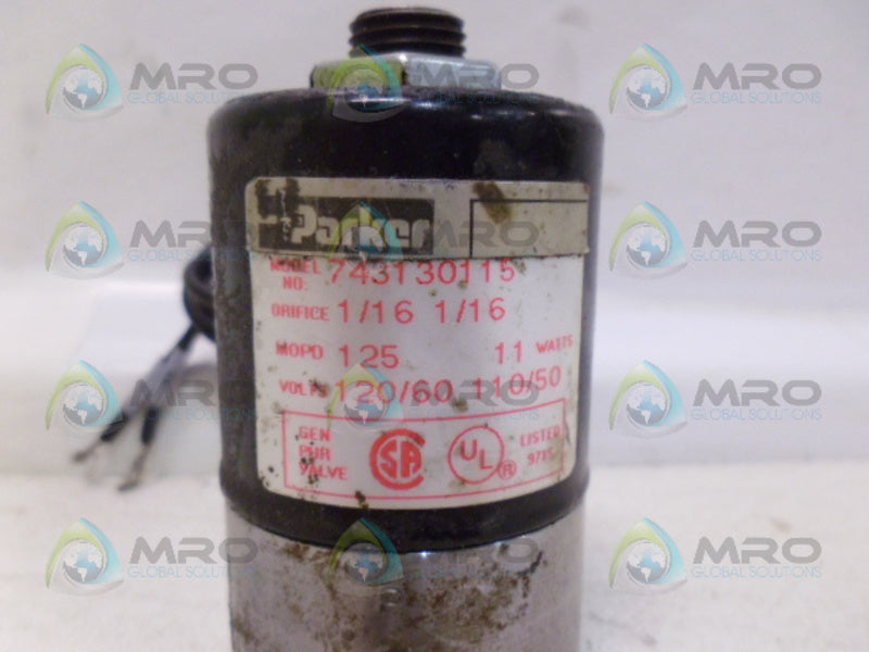 PARKER 743130115 3-WAY SOLENOID VALVE *USED*