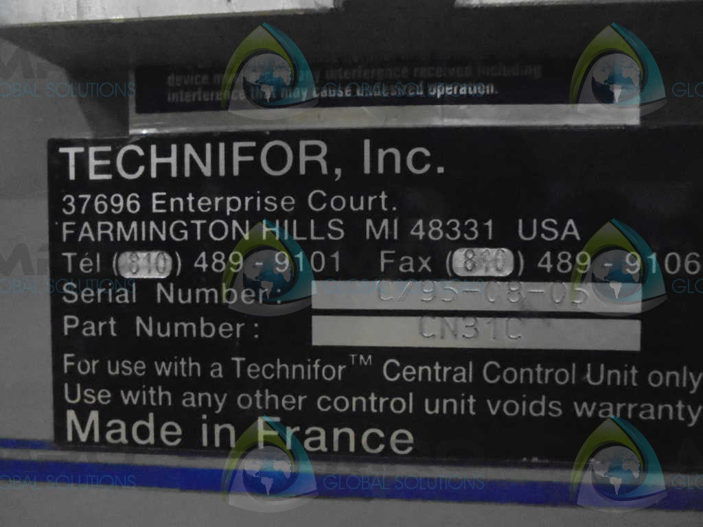 TECHNIFOR INC. CN31C W/O PIN  AS IS *USED*