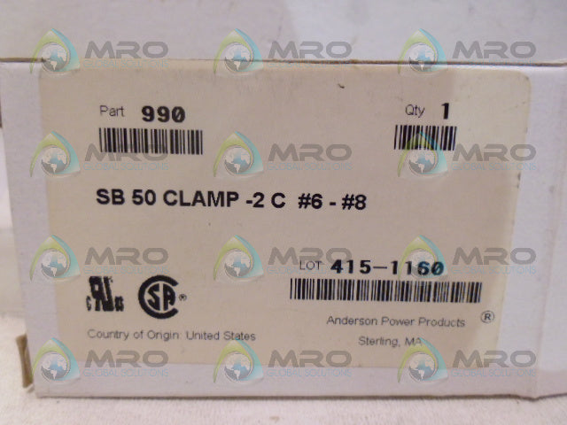 ANDERSON 990 SB 50 CLAMP-2C#6-#8 *NEW IN BOX*