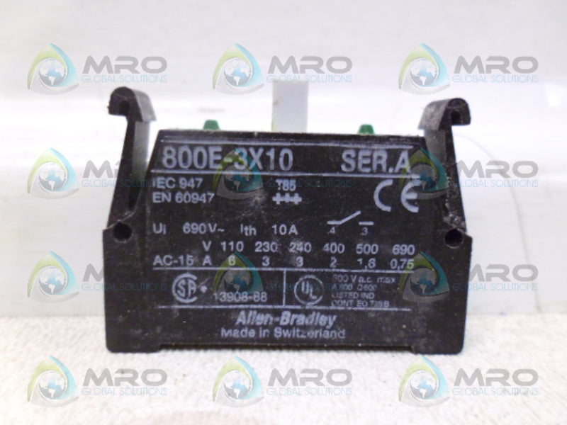 ALLEN BRADLEY 800E-3X10 SER. A *USED*