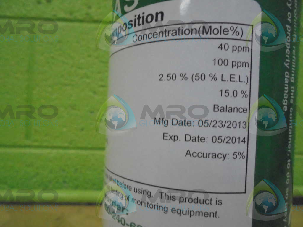 MSA 8FWL7 CALIBRATION CHECK GAS *NEW NO BOX*