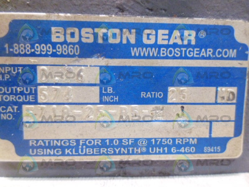 BOSTON GEAR F718-25-B5-J RIGHT ANGLE GEAR REDUCER RATIO 25 *USED*