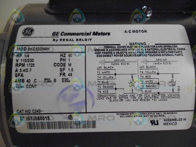 GENERAL ELECTRIC 5KC32GN9H MOTOR 1/4HP 1725 RPM *NEW IN BOX*