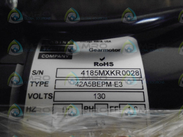 BODINE 42A5BEMP-E3 RATIO 60:1 GEAR MOTOR *NEW IN BOX*