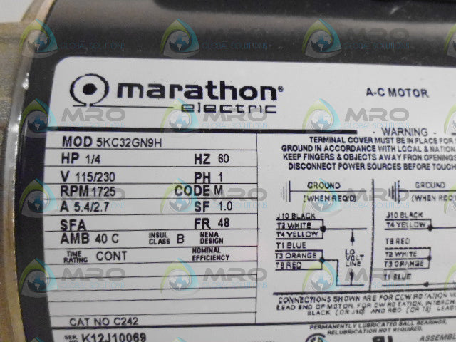 MARATHON C242 5KC32GN9H MOTOR 1/4HP 1725 RPM *NEW IN BOX*