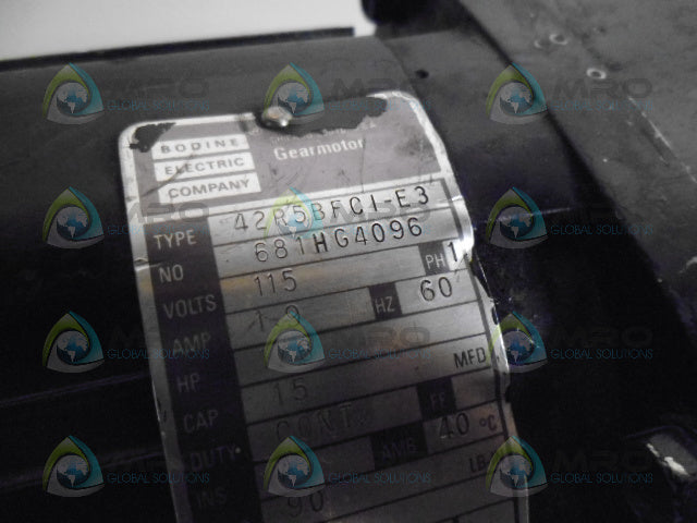 BODINE 42R5BFCI-E3 GEAR MOTOR (AS PICTURED) *USED*