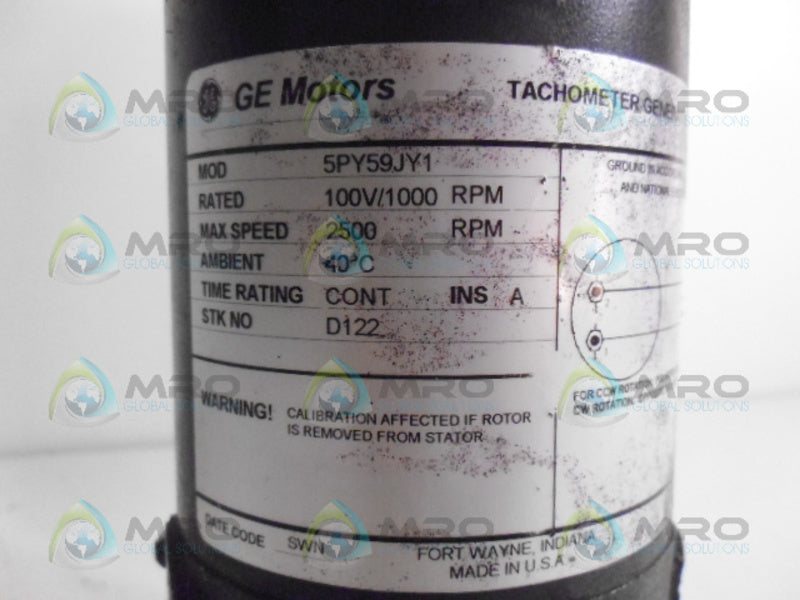 GENERAL ELECTRIC 5PY59JY1 TACHOMETER GENERATOR * USED * MRO Global