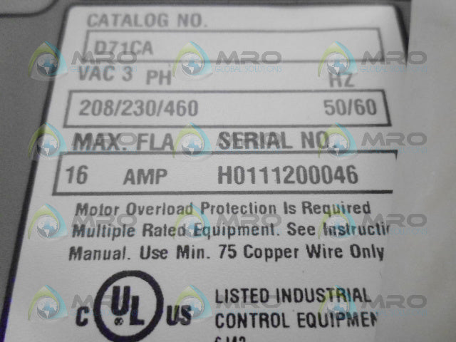BALDOR D71CA CONTACTOR *NEW IN BOX*