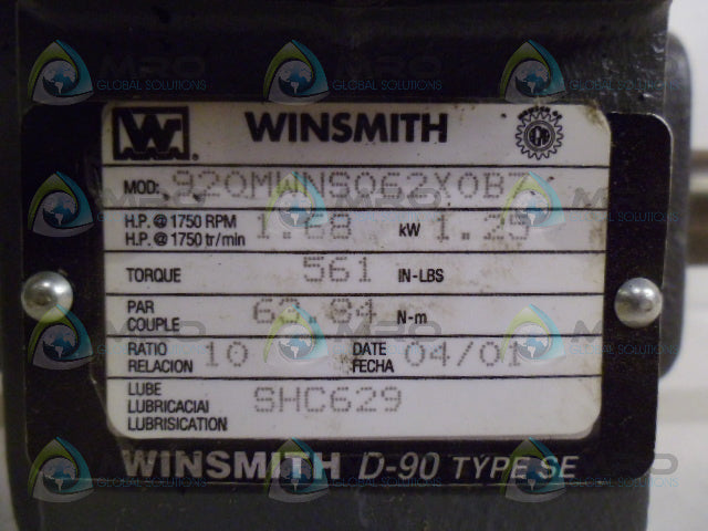 WINSMITH 920MWNS062X0B7 SPEED REDUCER RATIO 10:1 *NEW NO BOX*