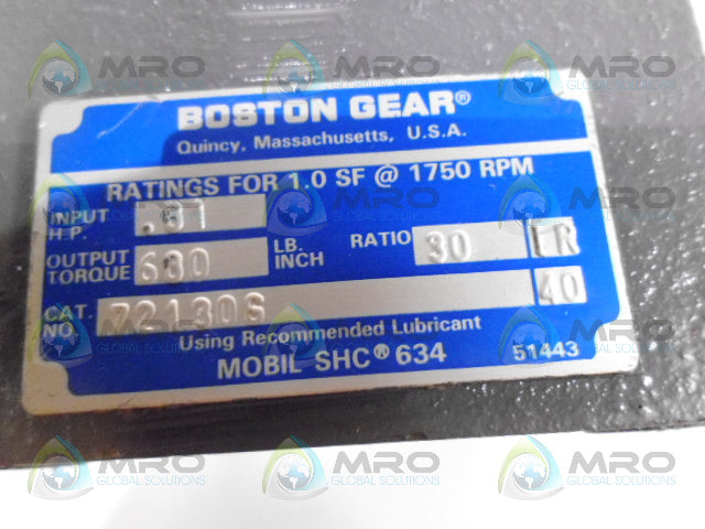BOSTON GEAR 72130G GERA REDUCER RATIO 30:1 *NEW NO BOX*